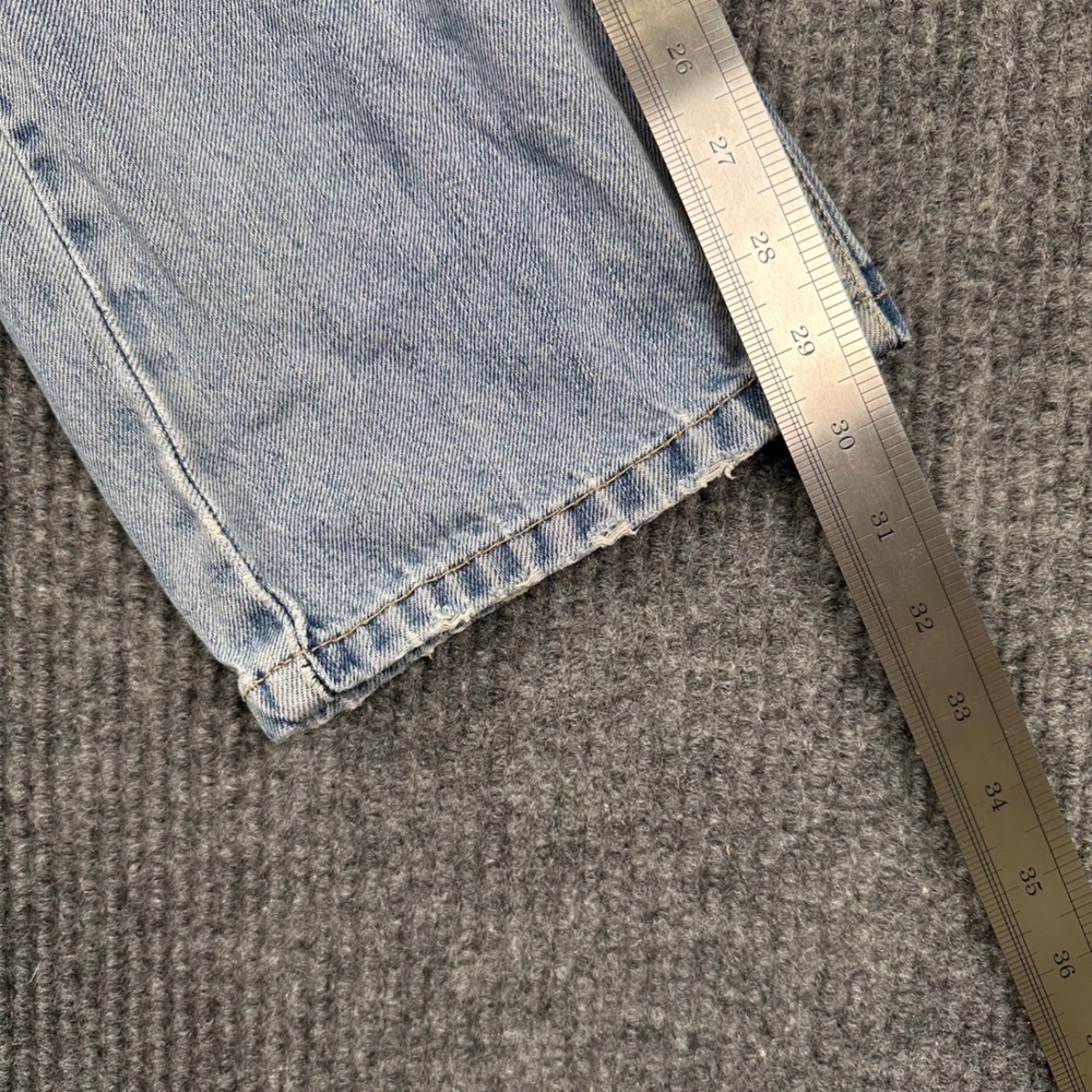Levi's 505 Mens Regular Fit Straight Leg Jeans Light Wash Blue 34x30 Distressed - Picture 6 of 8